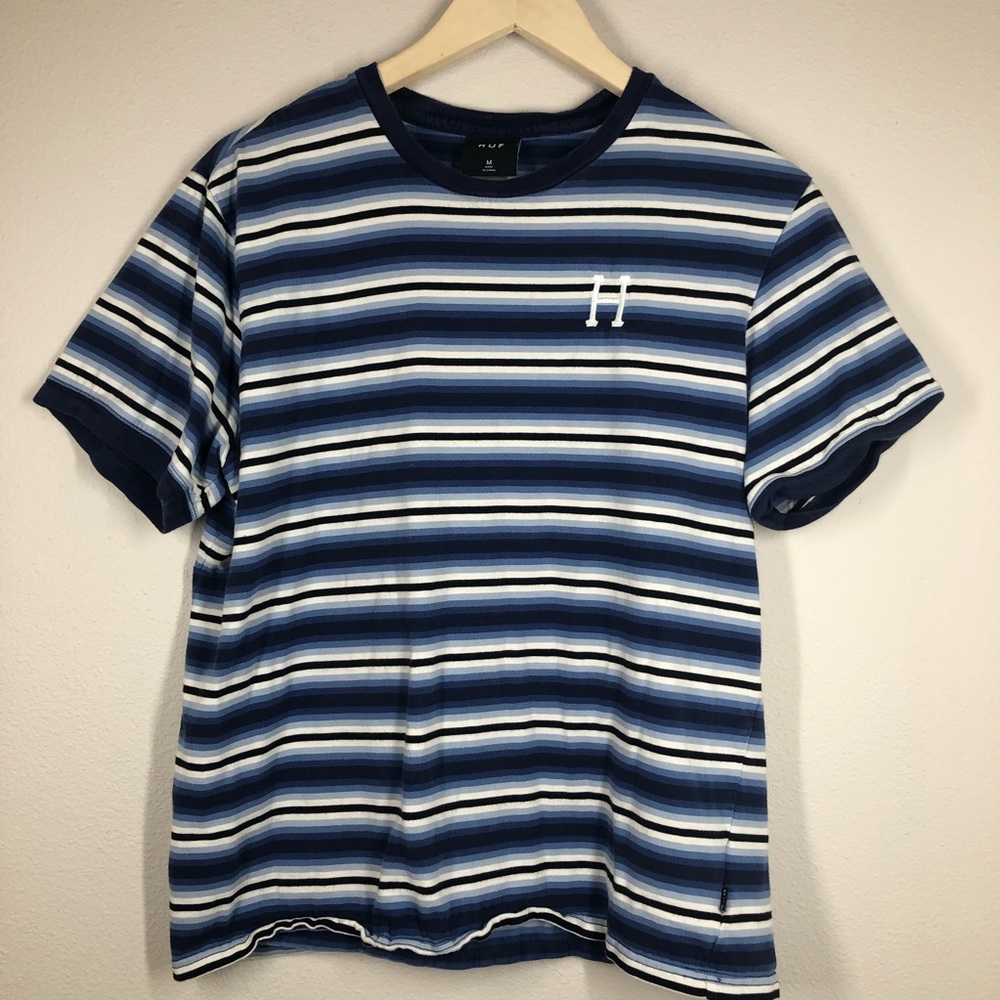 HUF Worldwide Striped Short Sleeve T-Shirt Medium - Picture 1 of 7